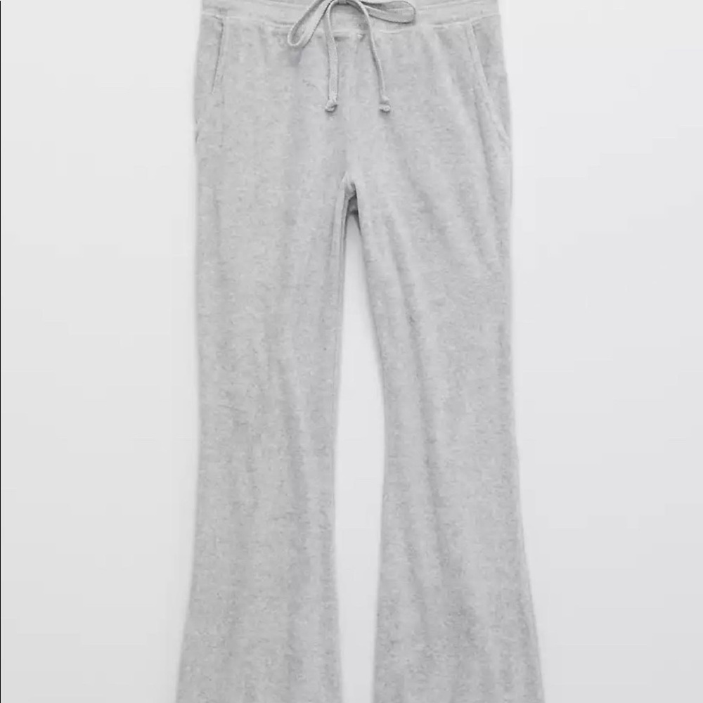 Aerie Kick-It Flare Velour High Waisted Pant
